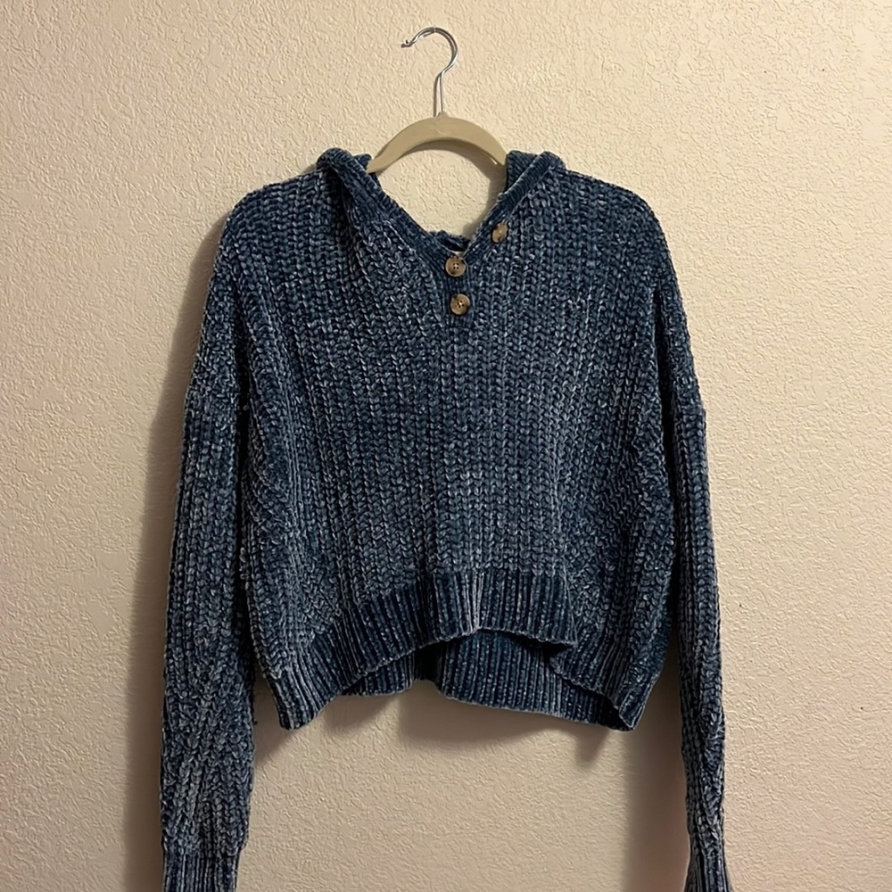 Aeropostale Blue Sweater w/ hood and buttons